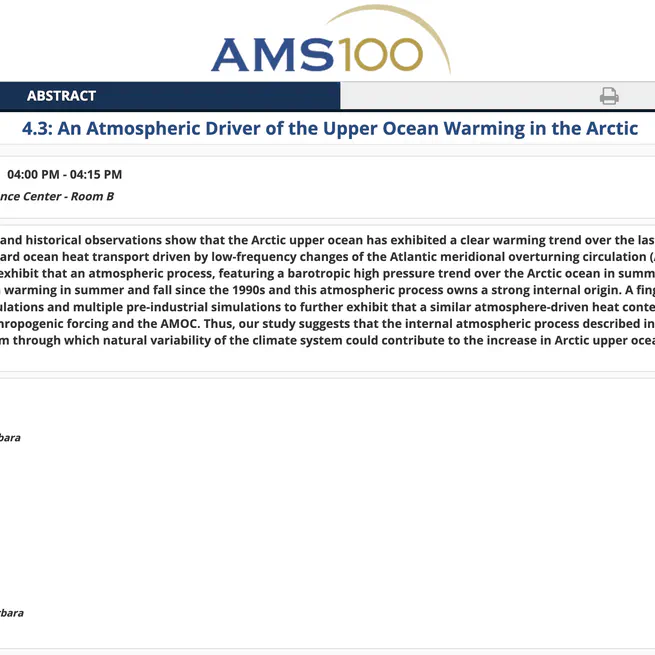 AMS 15th Polar Meeting Talk