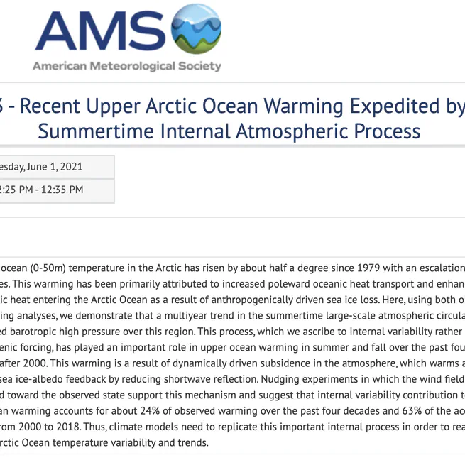 AMS 16th Polar Meeting Talk